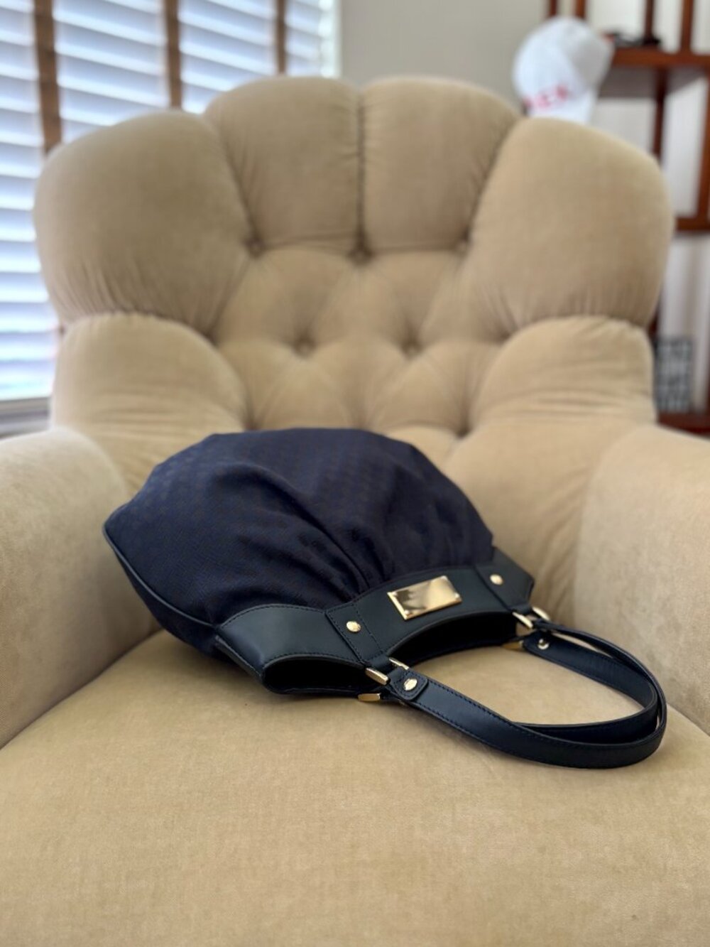 VTG Auth LANVIN PARIS Iconic Monogram Canvas & Leather Ruched Satchel Bag - Picture 3 of 9